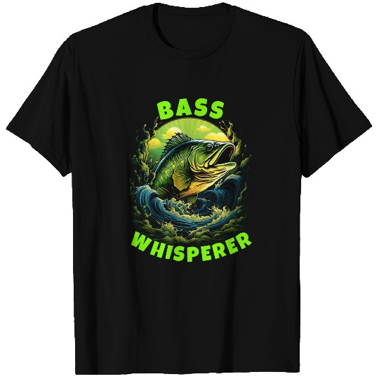 Funny Gift for Fishermen Bass Whisperer Womens Mens Fishing T-Shirts