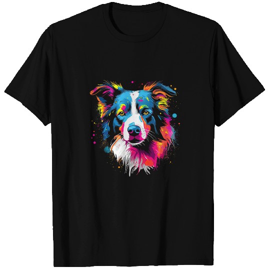 Border Collie Dog Australian Shepherd Puppy Graffiti Graphic T-Shirts