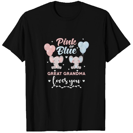 Elephant Pet Gender Reveal Party Elephant Pink Or Blue Great Grandma T-Shirts