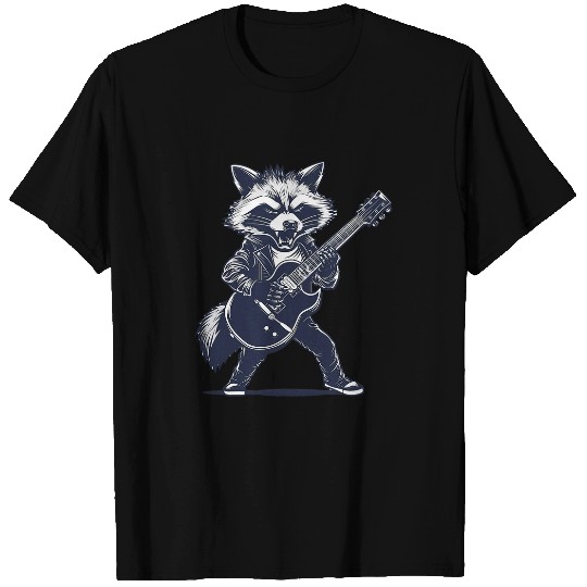 Raccoon Pet dressed as guitarist with guitar rocker musician 4 T-Shirts