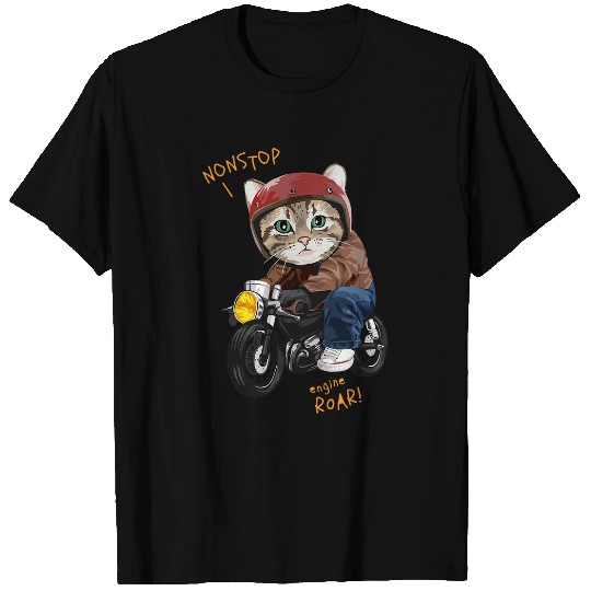 cat bike motorcycle funny cat rider biker funny cat T-Shirts