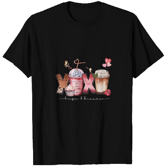 Coffee Fun XOXO Huges Kisses Valentines Coffee Latte Lover For Couple T-Shirts