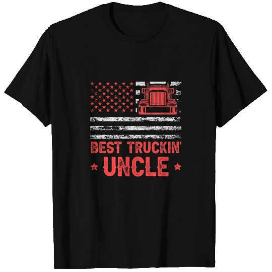 Mens Truck Driver Uncle American Flag Trucker T-Shirts