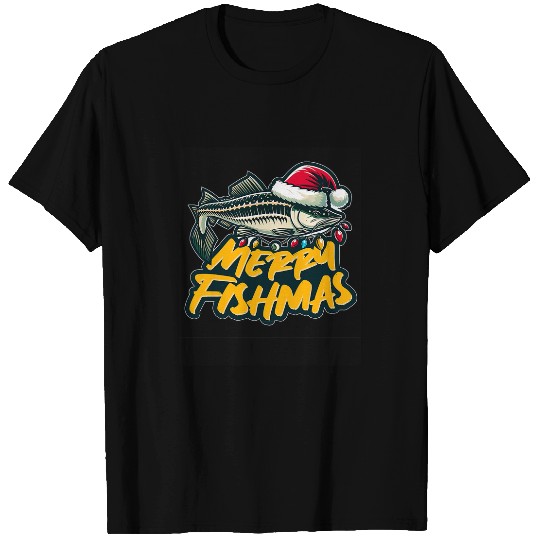 Christmas Santa Sturgeon Fishing Fishermen Merry Fishmas T-Shirts