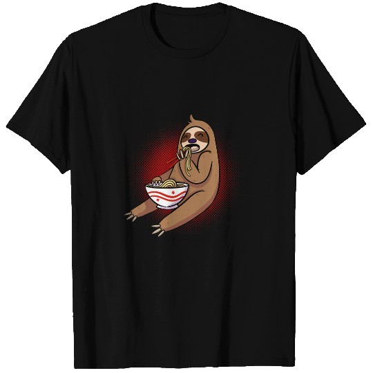 Sloth Pet Cute Funny Kawaii Sloth Eating Ramen Noodles Japanese T-Shirts