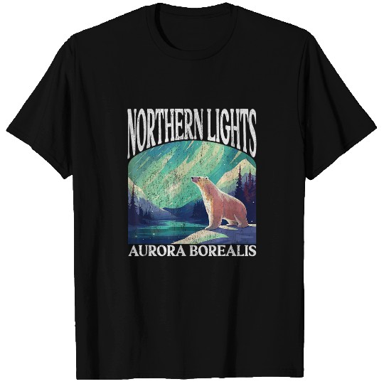 Bear Pet Northern Lights Aurora Borealis Polar Bear T-Shirts