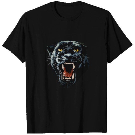 Owl Pet panthers black cats angry teeth growl animal 4 T-Shirts