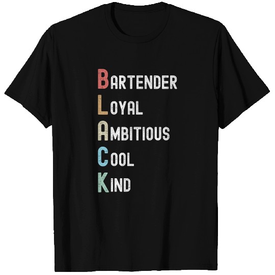 African American Bartender Mixologist Black Acronym T-Shirts