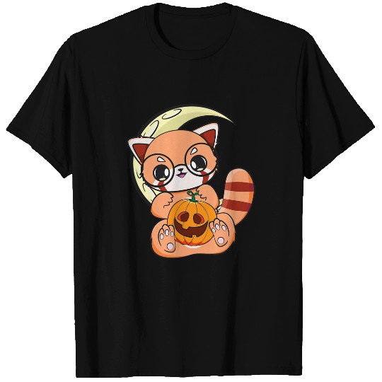Panda Pet Red Panda Halloween Kawaii Pumpkin Moon Anime T-Shirts