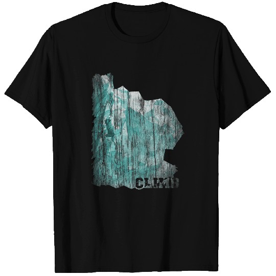 Climb Boulder Rock with Climb Grunge Light Blue T-Shirts