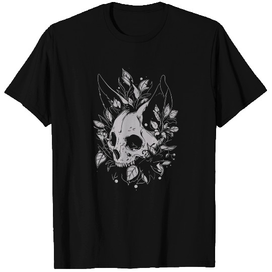 Cat Skull Gothic Witchcore Aesthetic Goblincore Mall Goth T-Shirts