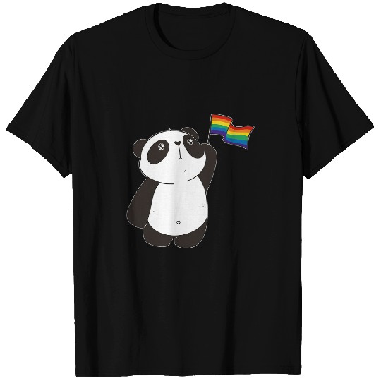 Panda Pet Lovely Panda Waving Rainbow Flag Lgbtq Lgbt Diversity Pride T-Shirts