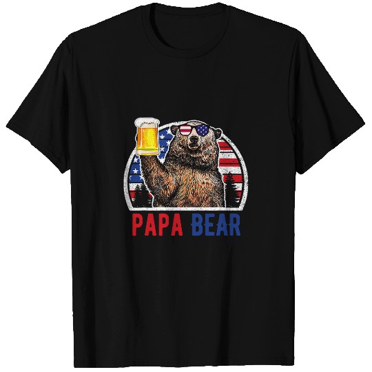 Bear Pet Papa Bear 4th Of July Patriotic Funny Drinking Fathers Day T-Shirts
