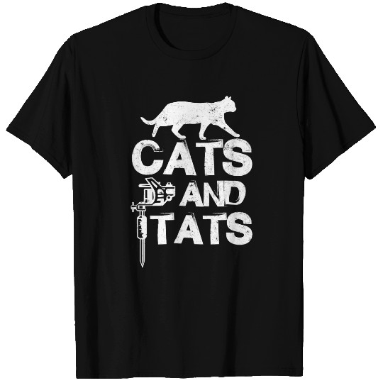 Cats And Tats Tattoo Enthusiast Skin Art Cat Lover Apparel T-Shirts