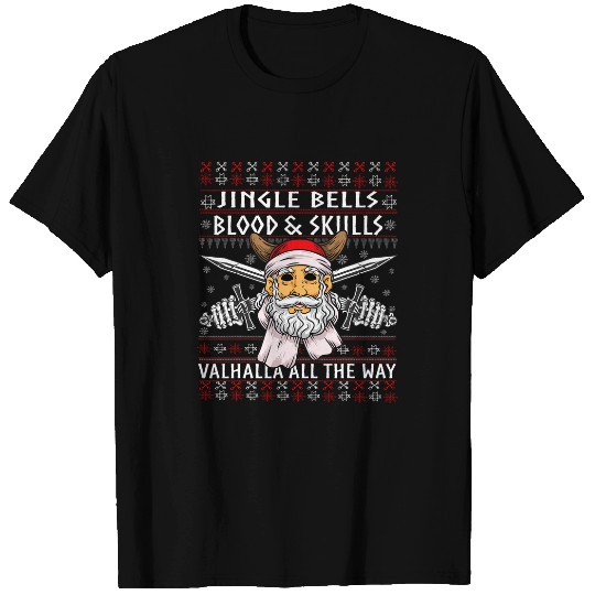 Jingle bells blood skulls valhalla christmas viking funny T-Shirts