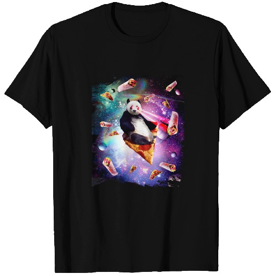 Panda Pet Space Laser Panda Eating Pizza Galaxy Pandas T-Shirts