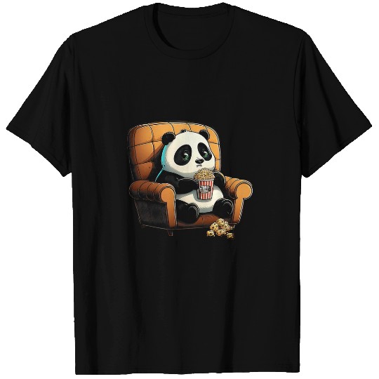 Panda Pet is on the Couch Eating Popcorn T-Shirts