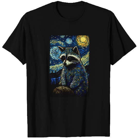 Raccoon Pet Van Gogh Raccoon Lover Raccoon Starry Night Style Painting T-Shirts