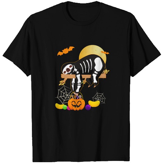 Sloth Pet Skeletons Bone Halloween Costume Pumpkin Mens T-Shirts
