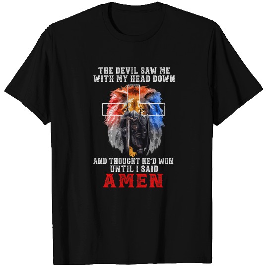 Lion Pet Knight Templar The Devil Saw Me With My Head Down Lion T-Shirts