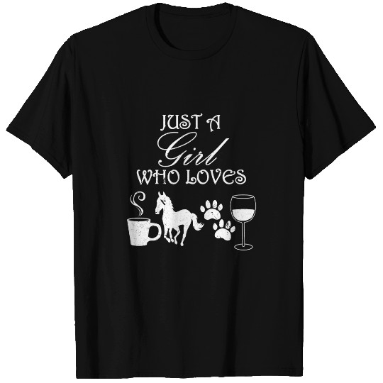 Coffee Fun Horse mom and Wines coffee dog for women pet T-Shirts