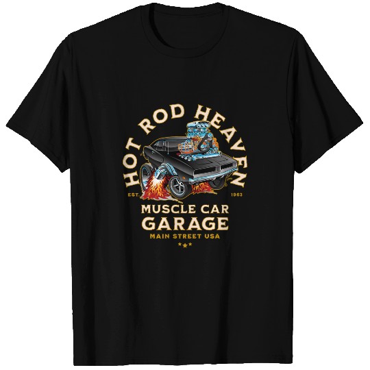 Hotrod Heaven Muscle Car Garage USA Classic Car Design T-Shirts