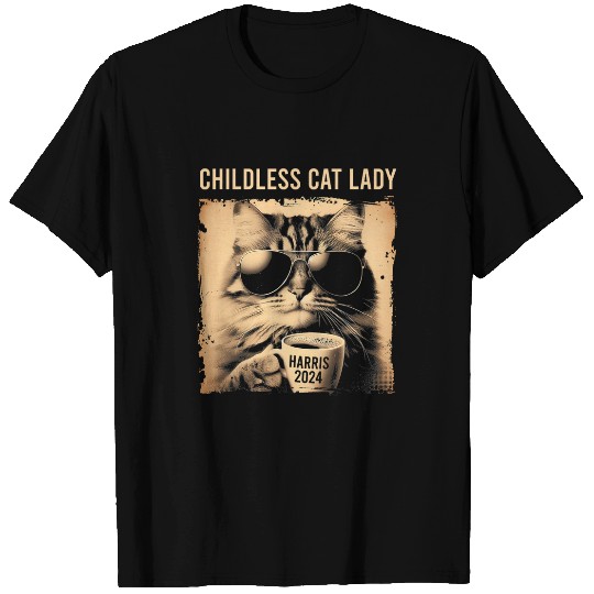 Coffee Fun Childless Cat Lady vintages Coffee Cat Kamala 0037 T-Shirts