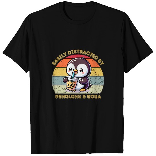 Penguin Pet Easily Distracted By Penguins And Boba Penguin Lover T-Shirts