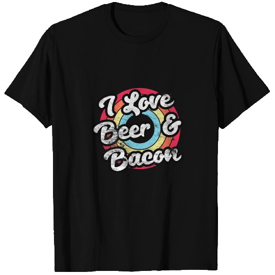 Beer Fun I Love Beer and Bacon Funny Beer Lover Fathers Day BBQ T-Shirts