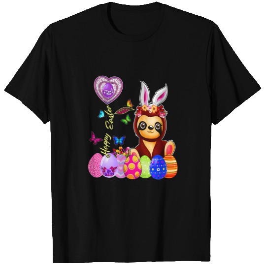 Happy Easter Egg Hunt Cute Sloth Bunny Toddler Girl Kid T-Shirts