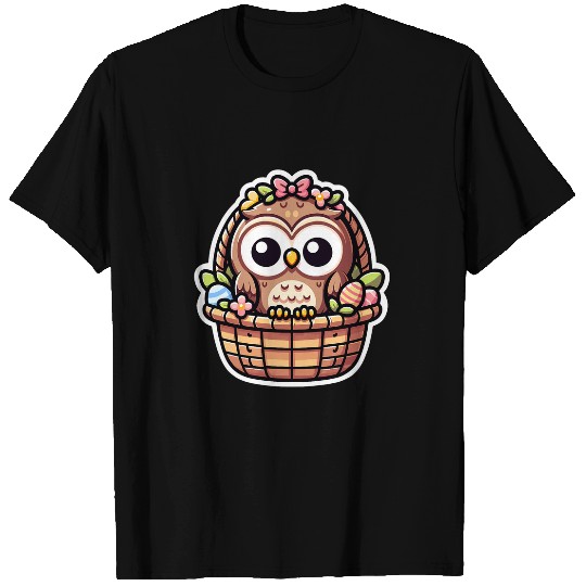 Owl Pet in Easter Basket Spring Owlet Easter Egg Hunt T-Shirts