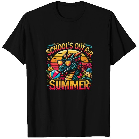 Dragon Pet Retro Schools Out For Summer Teacher Girls Boys Kids Dragon T-Shirts