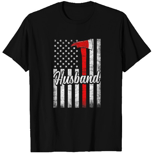 Firefighter Job American Flag Firefighter Husband Fireman Couple T-Shirts