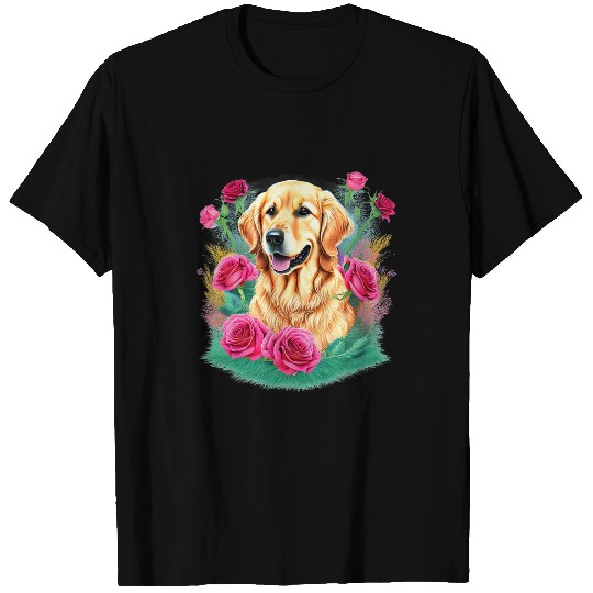 Golden Retriever bouquet Flower Happy Mothers Day Dog T-Shirts