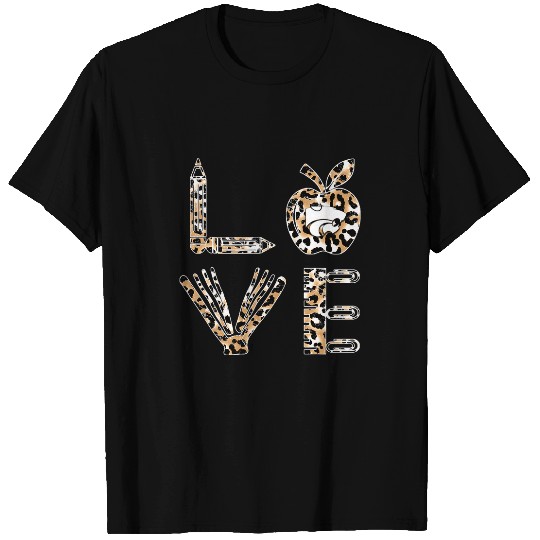 Kansas State Wildcats Stacked Love Leopard Teacher Things T-Shirts
