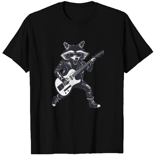 Raccoon Pet dressed as guitarist with guitar rocker musician 3 T-Shirts