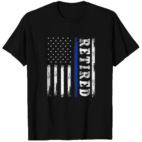 Police Job Retired American Flag Blue Line Retirement Police 8 T-Shirts