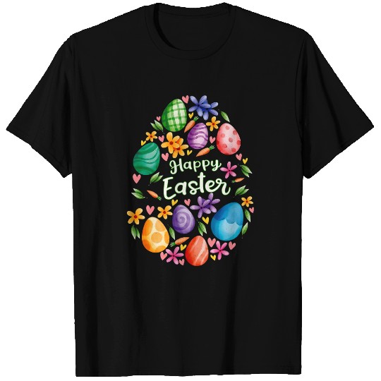 Happy Easter Day Cute Colorful Egg Hunting Women Boys Girls T-Shirts