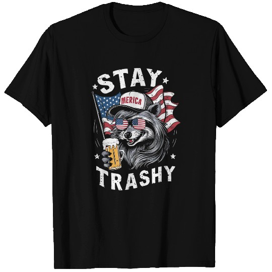 Raccoon Pet White Trash Party Attire Redneck Raccoon Stay Trashy USA T-Shirts