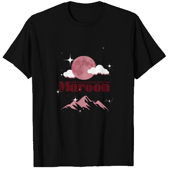 Wines Fun Maroon Moon Midnight Starry Sky Wines Space Lyrics T-Shirts