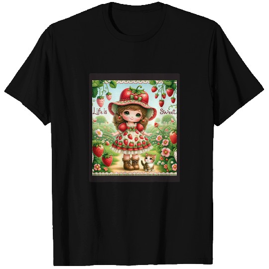 Cute Life Is Sweet Strawberry Cake vintages Berry Garden T-Shirts