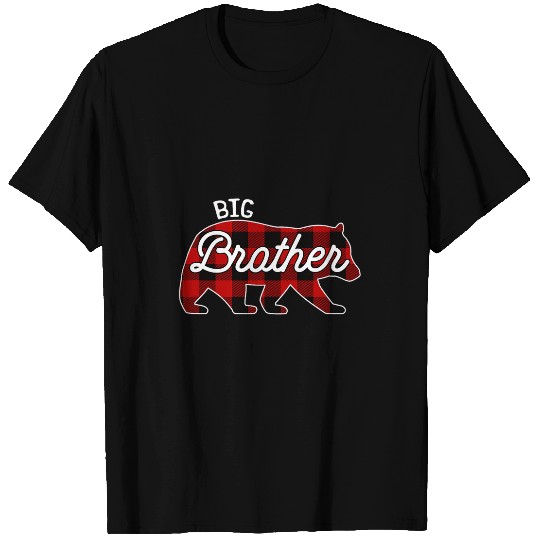 Bear Pet Big Brother Bear Red buffalo plaids Matching Family T-Shirts