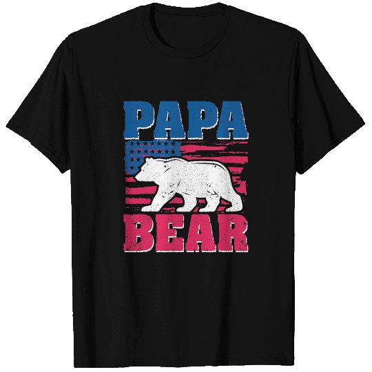 Bear Pet Papa Bear American Flag 4th of July Fathers Day Patriotic T-Shirts