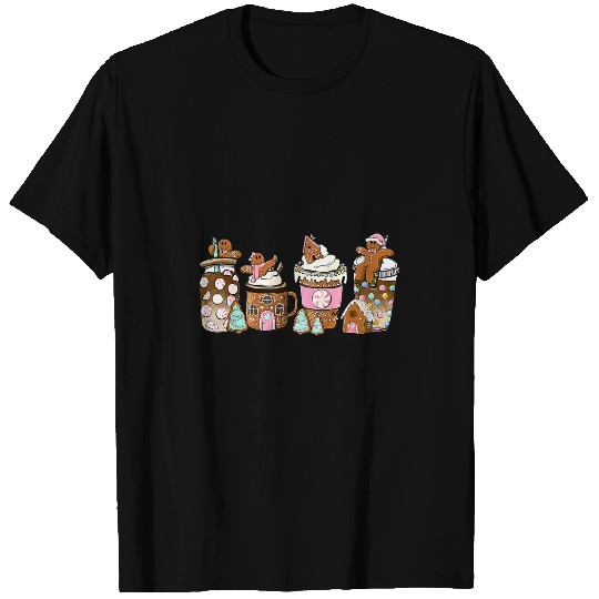 Coffee Christmas Gingerbread Pink Women Latte Cozy Winter T-Shirts