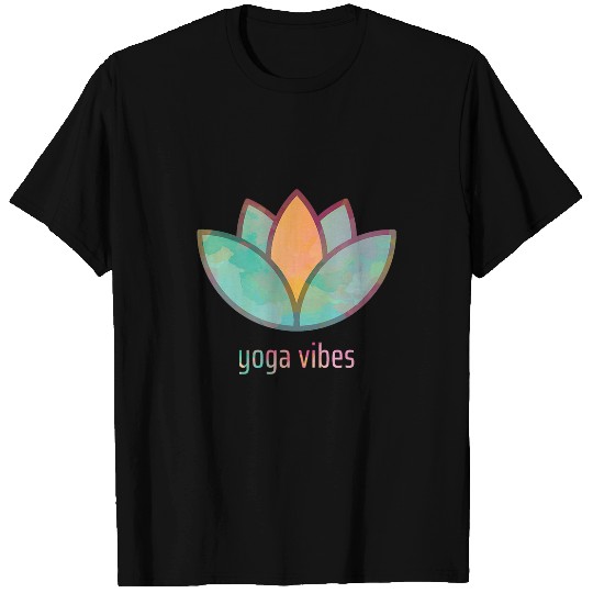 Yoga vibes Lotus image in Stylish Watercolor Design T-Shirts