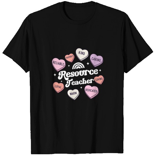 Matching Resource Teacher Valentines Day Groovy Love Hearts T-Shirts