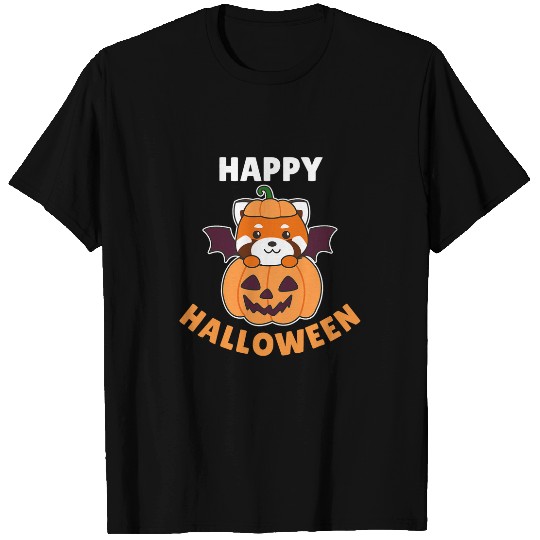 Panda Pet Red Panda Happy Halloween Pumpkin Bat Red Panda T-Shirts