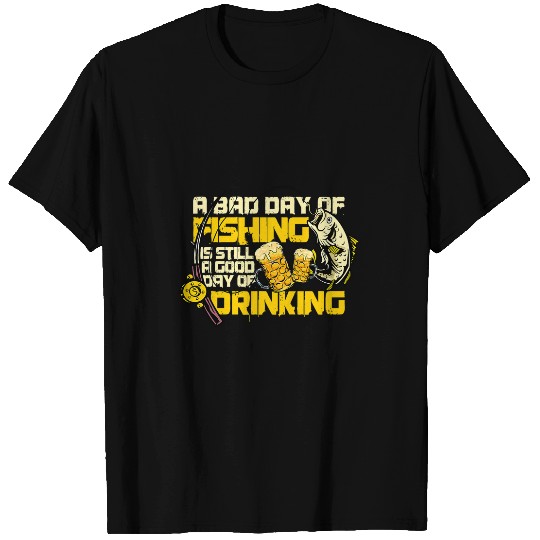 Fishing Fun and Beer Drinking Themed Design Men Funny Gag T-Shirts