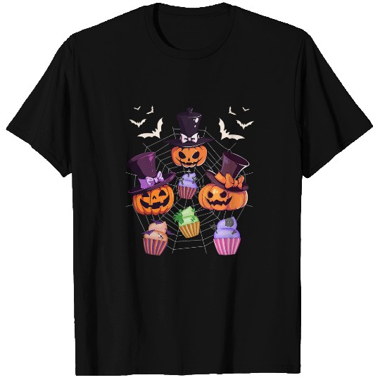 Happy Halloween Funny Pumpkin Family Spider Web Cute Cupcake T-Shirts