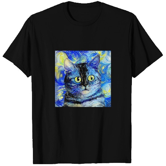 Cat Starry Night Cat Van Gogh Lover In A Starry Sky Night 4 T-Shirts
